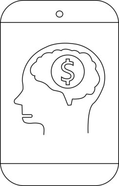 Mobil aygıt, bir dolar işareti içeren kafa hatlarını görüntüler