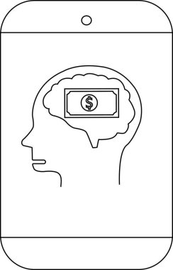 Para düşkünü biri Beyin görüntüsü bir dolar gösteriyor