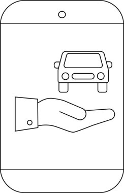 Cep telefonunda uzanan bir elin üzerinde süzülen bir araba görülüyor.