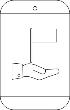 Akıllı telefon ekranında bayrak tutan bir el görülüyor