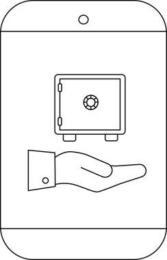 Bir kasa, bir cihazın içindeki elin üzerindedir.