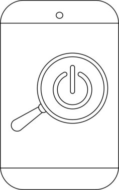 Ekranında büyüteç altında güç simgesini gösteren akıllı telefon