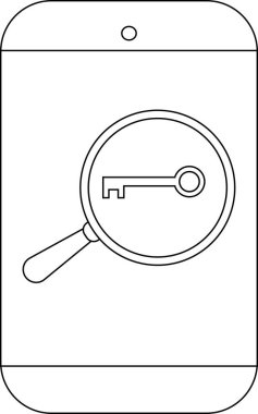 Akıllı telefon ekranında bir tuşa odaklanmış bir büyüteç görüntüler