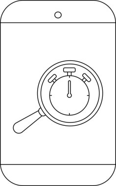 Akıllı telefon bir kronometre simgesine odaklanmış bir büyüteç görüntüler