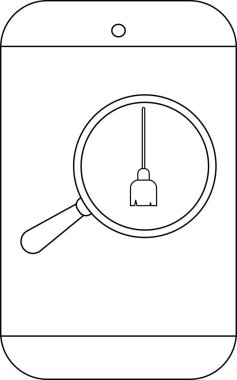 Bir büyüteç akıllı telefon hatlarının içindeki bir paspasa odaklanır