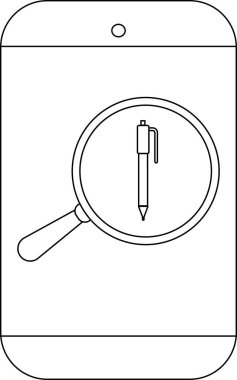 Bir kalem bir telefon ekranında büyütülür