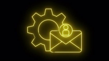 Sarı neon dış hat dişli zarf içinde insan çemberi