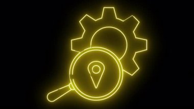 Sarı neon çark ve siyah zemin üzerinde iğne olan büyüteç