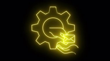 Zarf yerleştiren sarı neon bir vites grafiği.