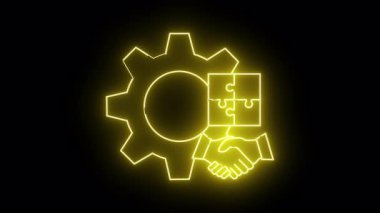 Sarı neon bir yapboz grafiği siyah üzerinde parlıyor