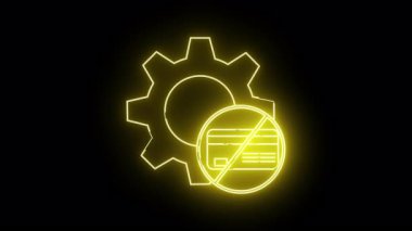 Siyah arkaplana karşı kurulmuş bir çemberde kredi kartı sembolü olmayan neon dişli simgesi