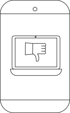 Akıllı telefon, bir dizüstü bilgisayarın baş parmak hareketi gösterdiğini gösterir