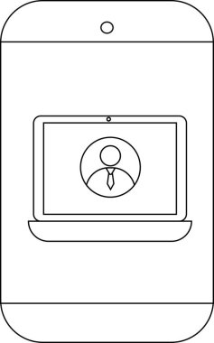 Akıllı telefon dizüstü bilgisayar görüntüsü görüntüler basit satır çizimleri