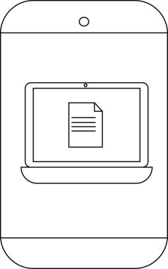 Telefon ekranında belge simgesi gösteren dizüstü bilgisayar görülüyor