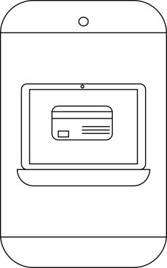 Bir mobil aygıt, bir kredi kartı gösteren bir dizüstü bilgisayar ekranı gösterir