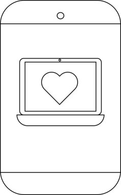 Dijital bir aygıt ekranda kalp simgesi olan bir dizüstü bilgisayar gösterir