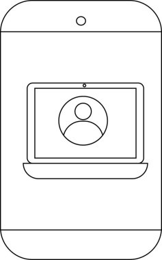 Bir aygıt beyaz arkaplanda bir kişi simgesi olan bir dizüstü bilgisayar gösterir