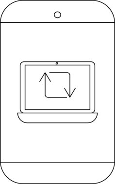 Akıllı telefon dizüstü bilgisayarı yukarı doğru çevrimli ok simgesi ile görüntüler