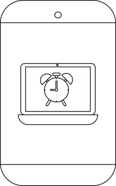 Ekranda alarm saatini gösteren dizüstü bilgisayarlı telefon