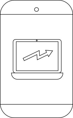 Telefon, yukarı doğru ok basit satır sanatı ile dizüstü bilgisayar grafiği görüntüler