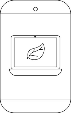 Yaprak simgesi olan bir dizüstü bilgisayarı gösteren akıllı telefonun taslağı