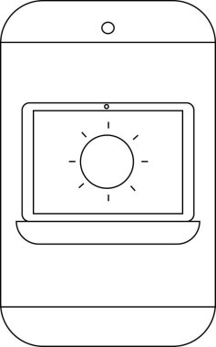 Dizüstü bilgisayarı güneş simgesi ile gösteren telefonun ana hatları