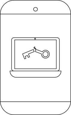 Aygıt, kırık anahtarı laptop ekranında gösterir