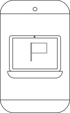 Akıllı telefon hatlarının içine yerleştirilmiş ekranda bayraklı bir dizüstü bilgisayar