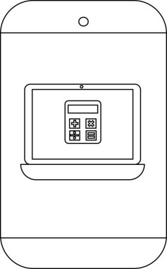 Bir cep telefonu ekranda hesap makinesi simgesi olan bir dizüstü resmi gösterir