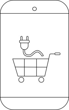 Akıllı telefon, üzerinde fiş olan bir alışveriş arabasının ana hatlarını gösterir.