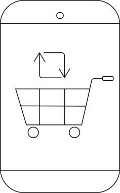 Akıllı telefon, üzerinde döviz sembolü olan bir alışveriş arabası simgesi gösterir.