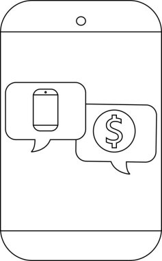Akıllı telefon ve dolar sembollü konuşma baloncuklarını gösteren telefon hattı