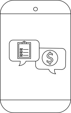 Bir akıllı telefon ekranında konuşma baloncukları gösterilir. Bir tanesinde kontrol listesi, bir diğerinde ise dolar işareti vardır.