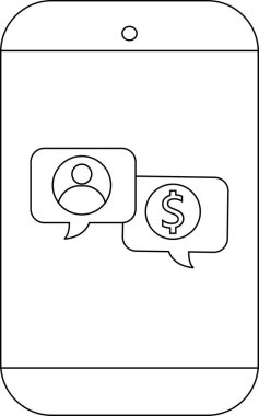 Bir akıllı telefon bir kişi simgesi ve bir dolar işareti ile sohbet baloncukları gösterir