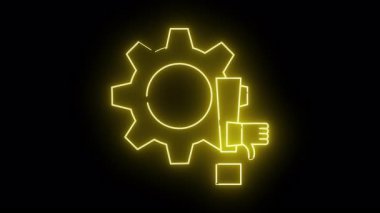 Bir dişlinin sarı neon çizgileri ve siyah bir arkaplana karşı baş parmak hareketi
