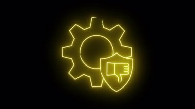 Sarı neon siyah basit ve parlak üzerine bir vites kalkanı ve başparmak indirme simgesi çizer