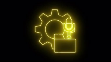 Siyah üzerine sarı neon dişli mikrofon dizini