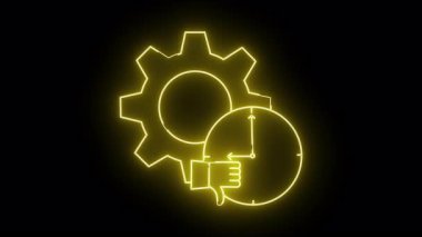 Siyah dişli saat üzerinde sarı neon simge el aşağı başparmak veriyor