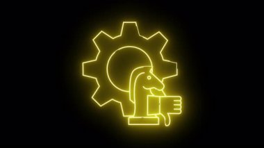 Neon vites satranç şövalyesi ve baş parmaklar aşağı