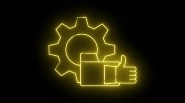 Parlak sarı bir ana hat, siyah bir arkaplana karşı dizin küçük harf dizini simgesi çizer