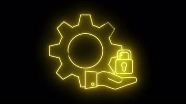 Neonstyle simgesi vites dişlisi ve el kilidi özelliği