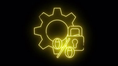 Aydınlatılmış dişli asma kilit yüzdesi çizgileri siyaha karşı sarıda parlıyor