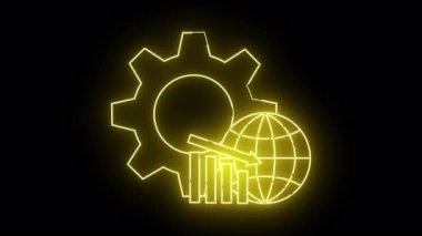 Parlayan sarı neon renkli vites kutusu siyah üzerine inen grafik