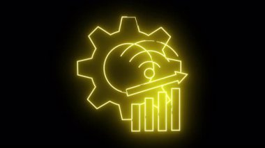 Siyah üzerine sarı neon ikon teçhizatı WiFi ok çubukları