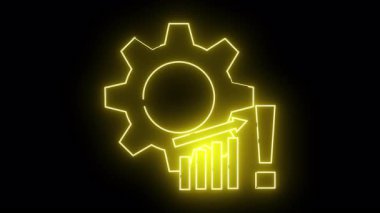 Bir dişli çizelgesi ok ünlem noktasının sarı neon simgesi
