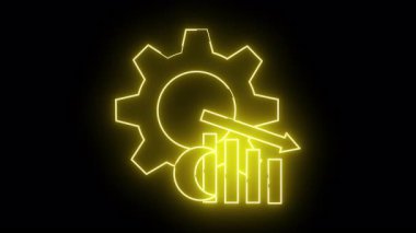 Vites tablosunun sarı neon grafiği ve siyah arkaplan üzerindeki aşağı bakan ok