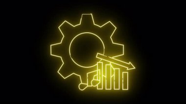 Siyah arkaplanda aşağı doğru ok çizgisini gösteren grafiği olan sarı dişli.