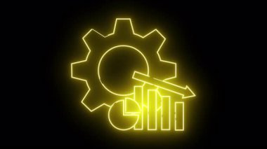 Neon sarı çizim teçhizatı aşağı inen çubuklar ve siyah üzerine izole ok