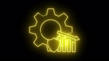 Bir vites kalkanı grafiği ve okun siyah üzerine parlayan sarı çizgisi