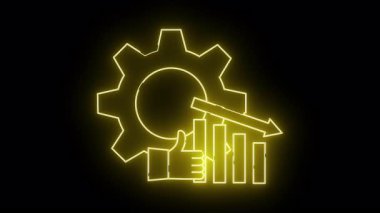 Sarı neon tasarımı siyah bir arkaplan üzerinde aşağı doğru bir vites çizelgesi küçük resim simgesi gösterir